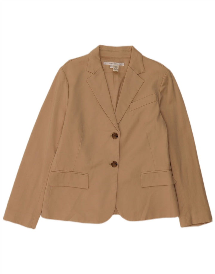 ZARA Chaqueta Blazer De 2 Botones Para Mujer EU 42 Grande Algodón Beige