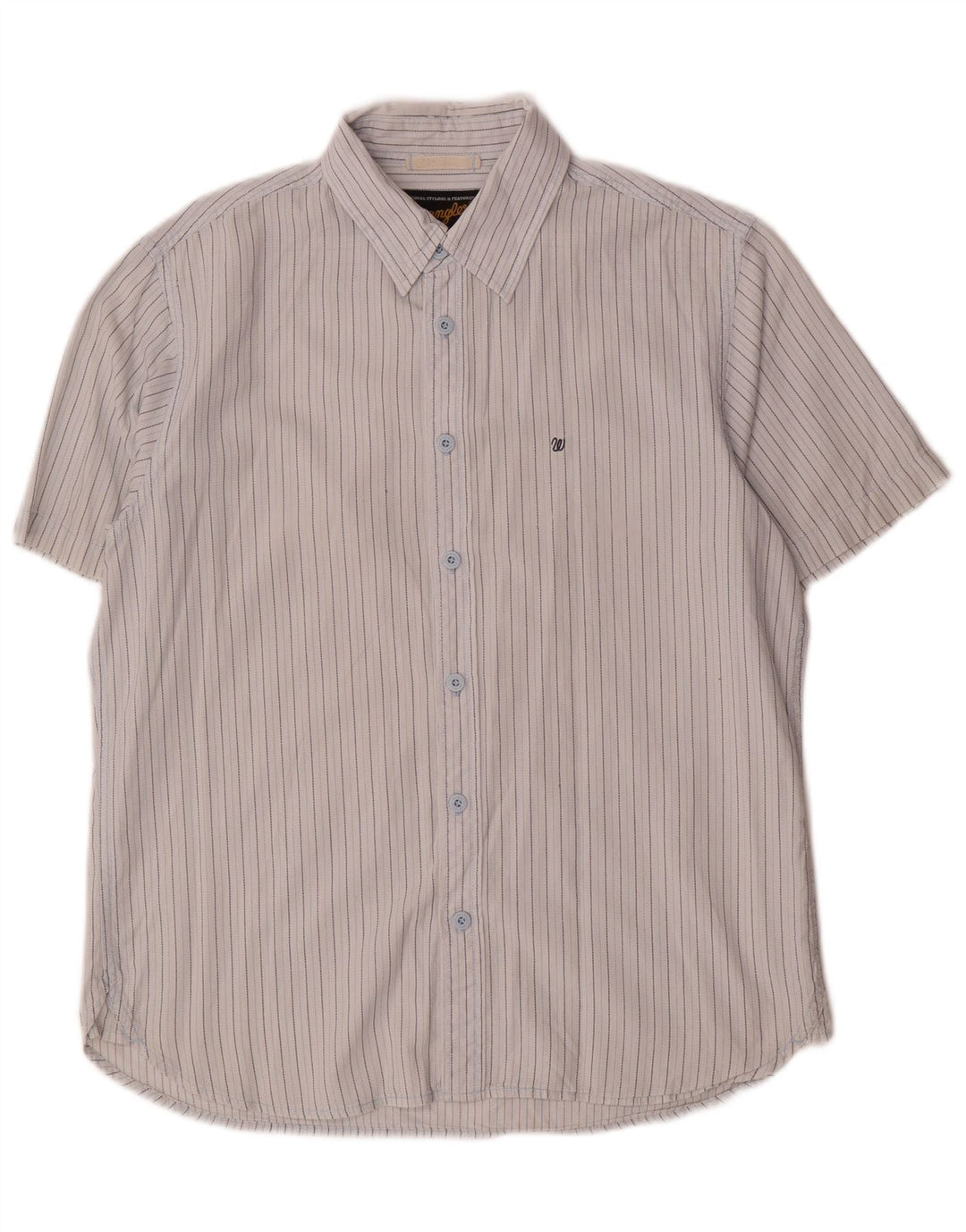 WRANGLER Camisa de manga corta para hombre, mediana, blanca, a rayas