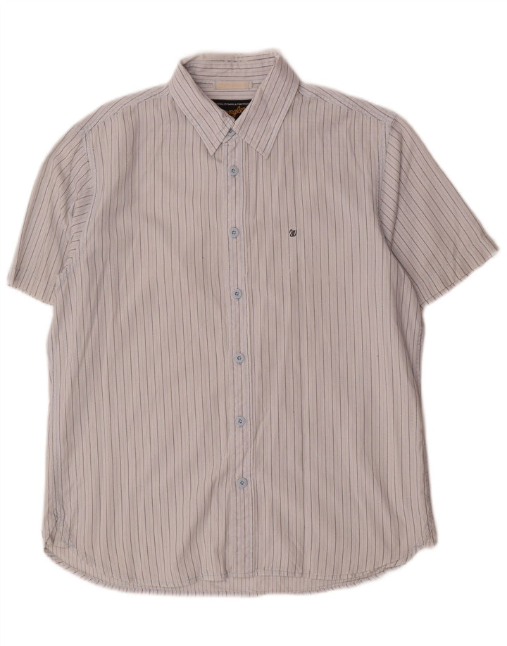 WRANGLER Camisa de manga corta para hombre, mediana, blanca, a rayas
