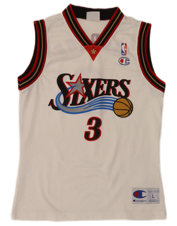 Champion Camiseta sin mangas con gráfico de la NBA para niños, 11-12 años, grande, color blanco