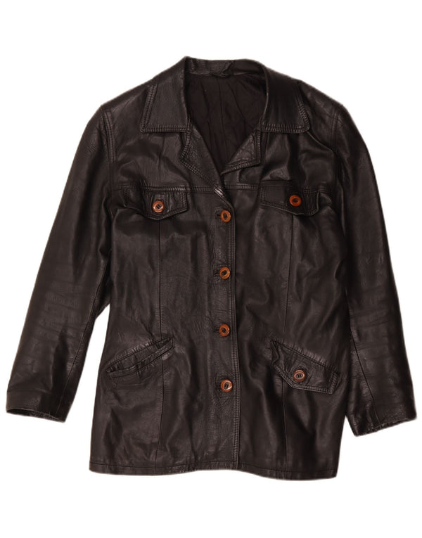 Vintage mujer chaqueta de cuero Reino Unido 16 grande negro