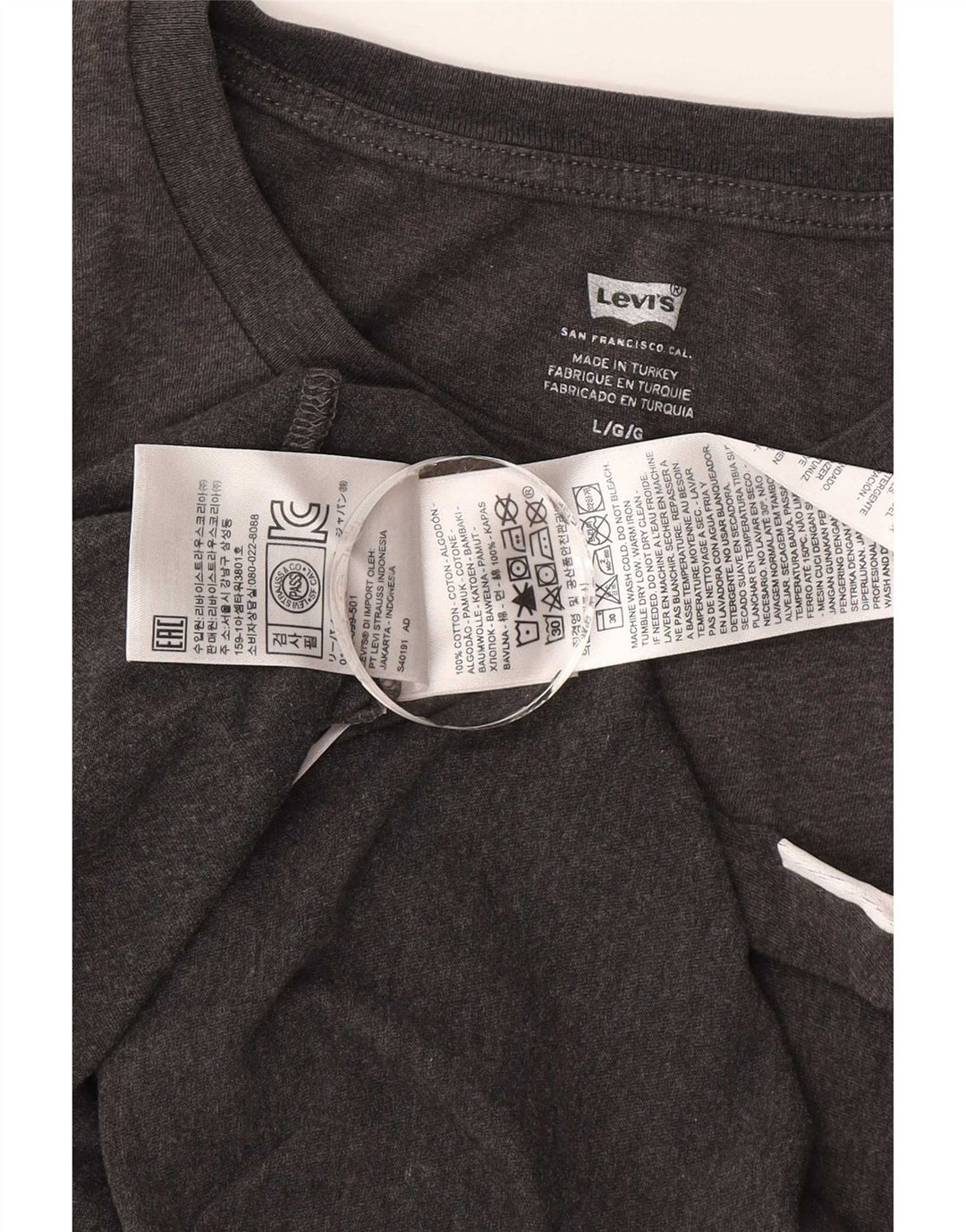 Levi's Camiseta gráfica para hombre Top grande de algodón con bloques de color gris