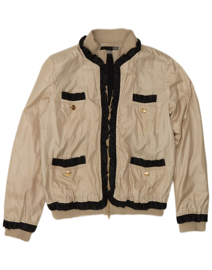 Moschino Chaqueta Bomber para Mujer UK 44 Poliéster Color Block Dorado Grande