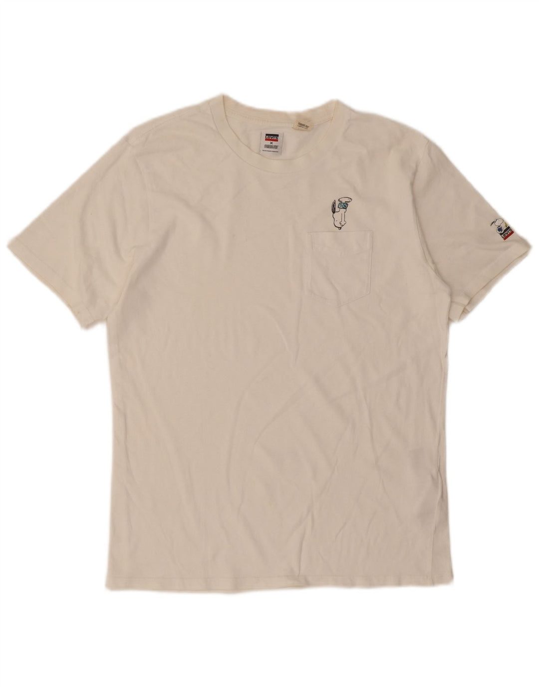Levi's Hombre Peanuts Camiseta Top Pequeño Algodón Blanco