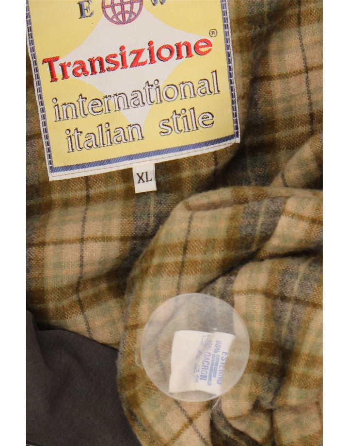 VINTAGE Abrigo de lona con capucha para hombre Reino Unido 42 XL Gris Colorblock Algodón