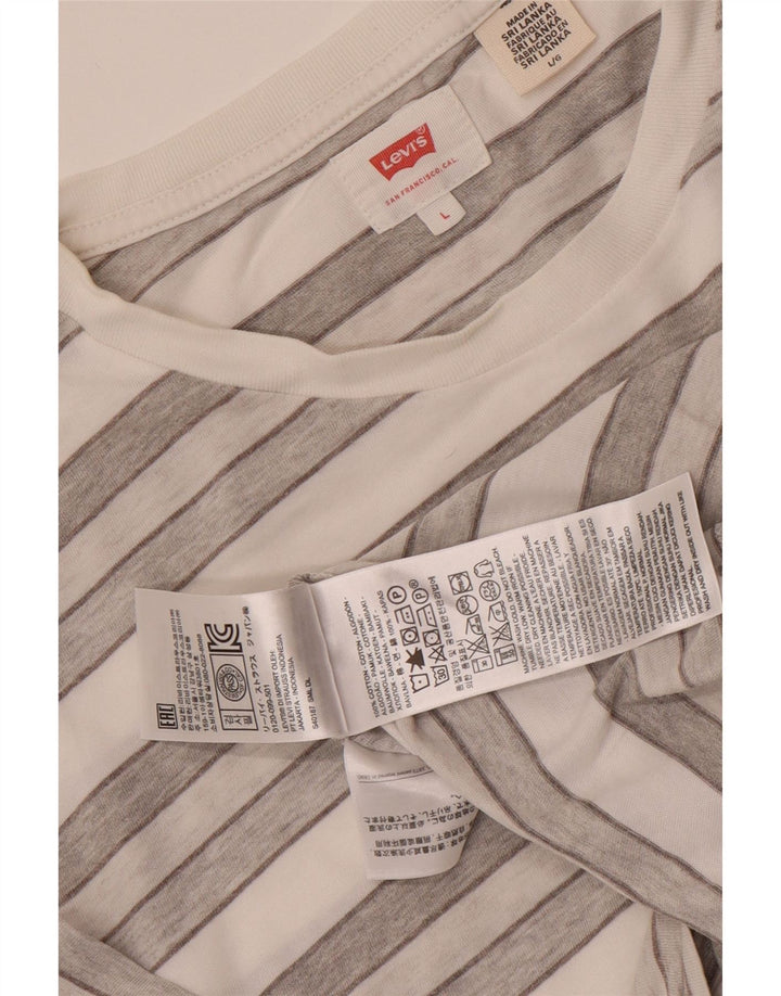 Levi's Camiseta para hombre Top Large de algodón a rayas grises
