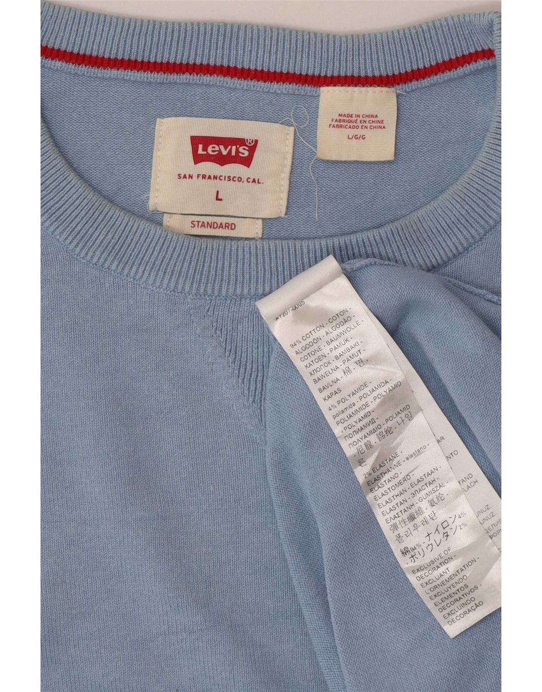 Levi's Jersey con cuello redondo para hombre, talla grande, algodón azul