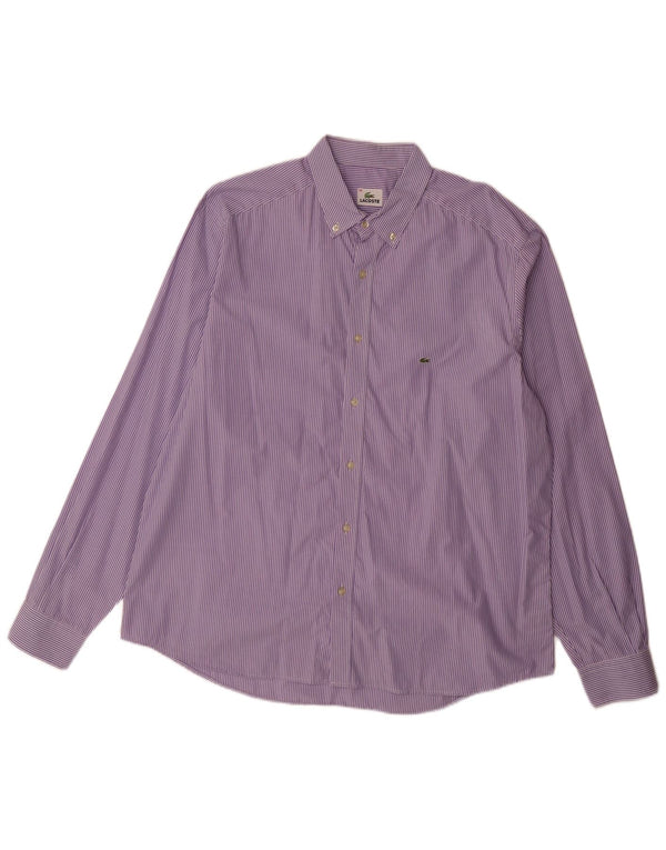 Camisa Lacoste Hombre Talla 45 XL Algodón Rayas Púrpura