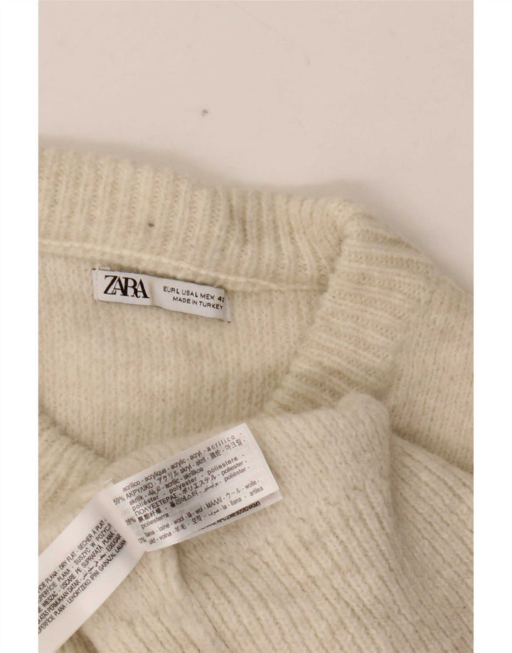 Zara Hombre Jersey De Cuello Redondo Jersey Grande Acrílico Blanco Roto