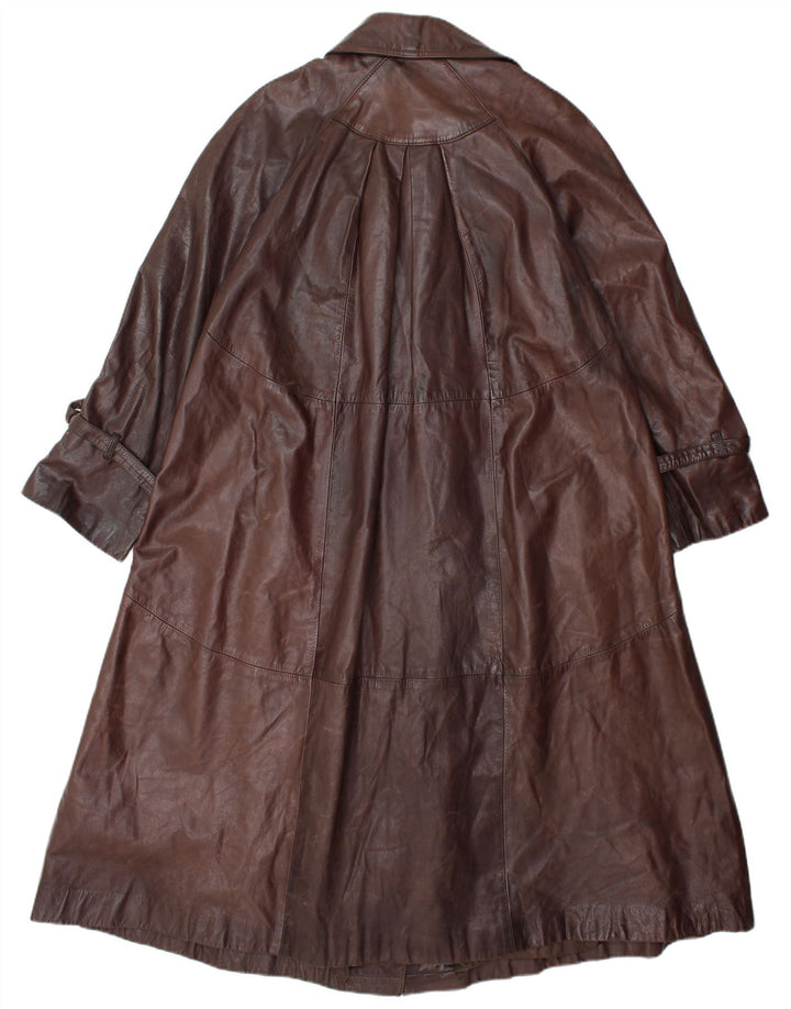 VINTAGE Abrigo de cuero para mujer Reino Unido 14 Marrón medio