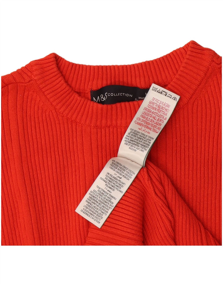 Marks & Spencer Jersey corto con cuello redondo para mujer, talla 44, talla M, color rojo