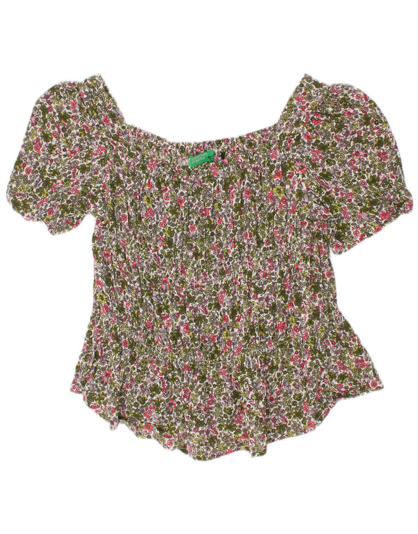 Benetton Blusa para Niña 6-7 Años Small Viscosa Floral Multicolor
