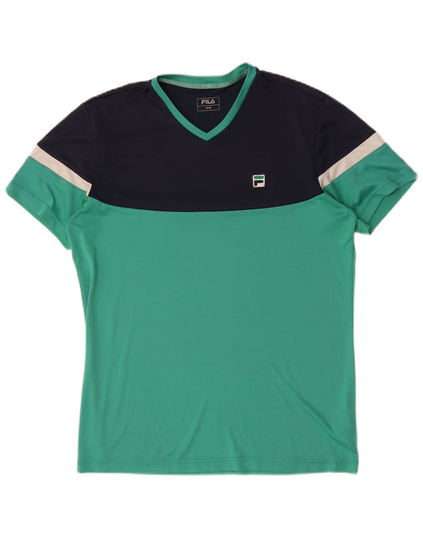 Camiseta Fila Hombre Top IT 50 Medium Turquesa Colorblock Poliéster