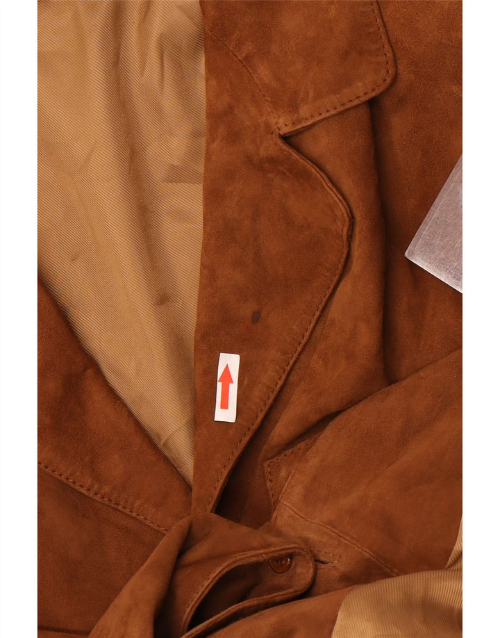 Vintage hombres 3 botones ante Blazer chaqueta IT 48 cuero marrón medio