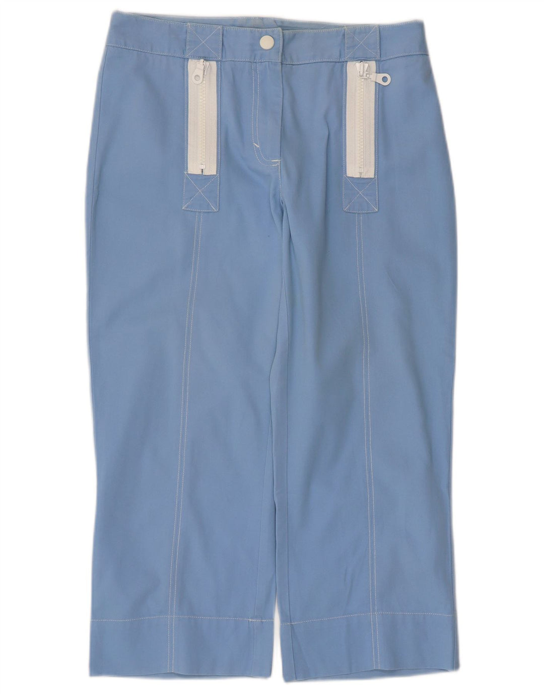 Benetton Mujer Pantalón Corto Recto W30 L23 Algodón Azul
