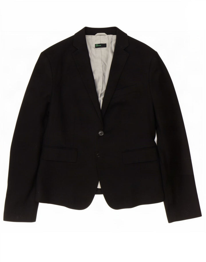Chaqueta Blazer De 2 Botones Benetton Mujer IT 48 XL Poliéster Negro