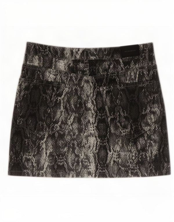 Zara Mujer Minifalda Grande W32 Estampado Animal Negro