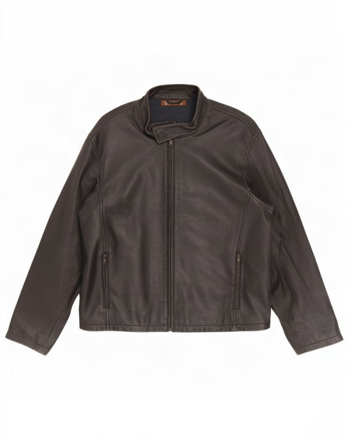 Vintage chaqueta de cuero para hombre Reino Unido 44 2XL negro