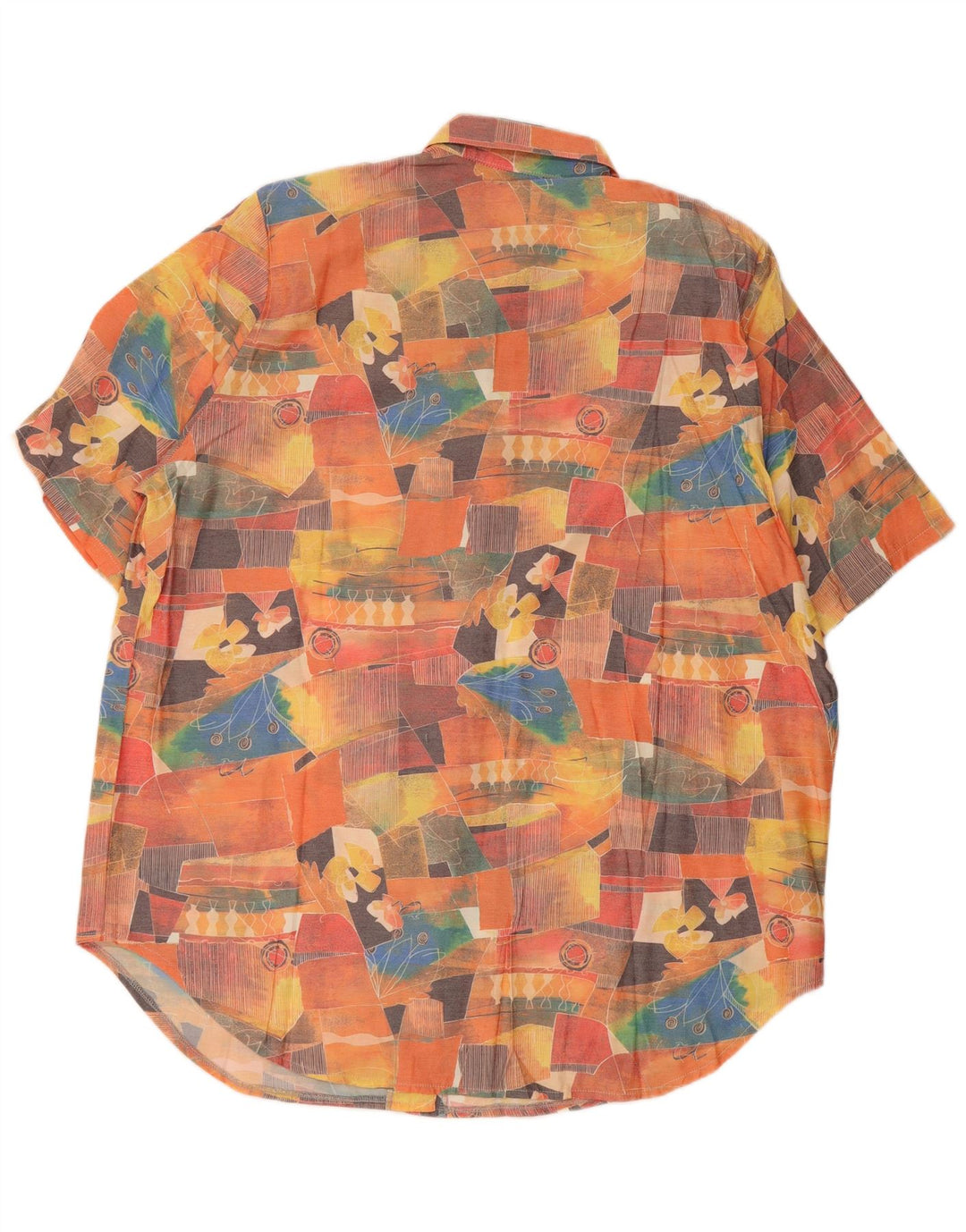 Vintage mujer patrón abstracto camisa de manga corta Reino Unido 20 2XL multicolor