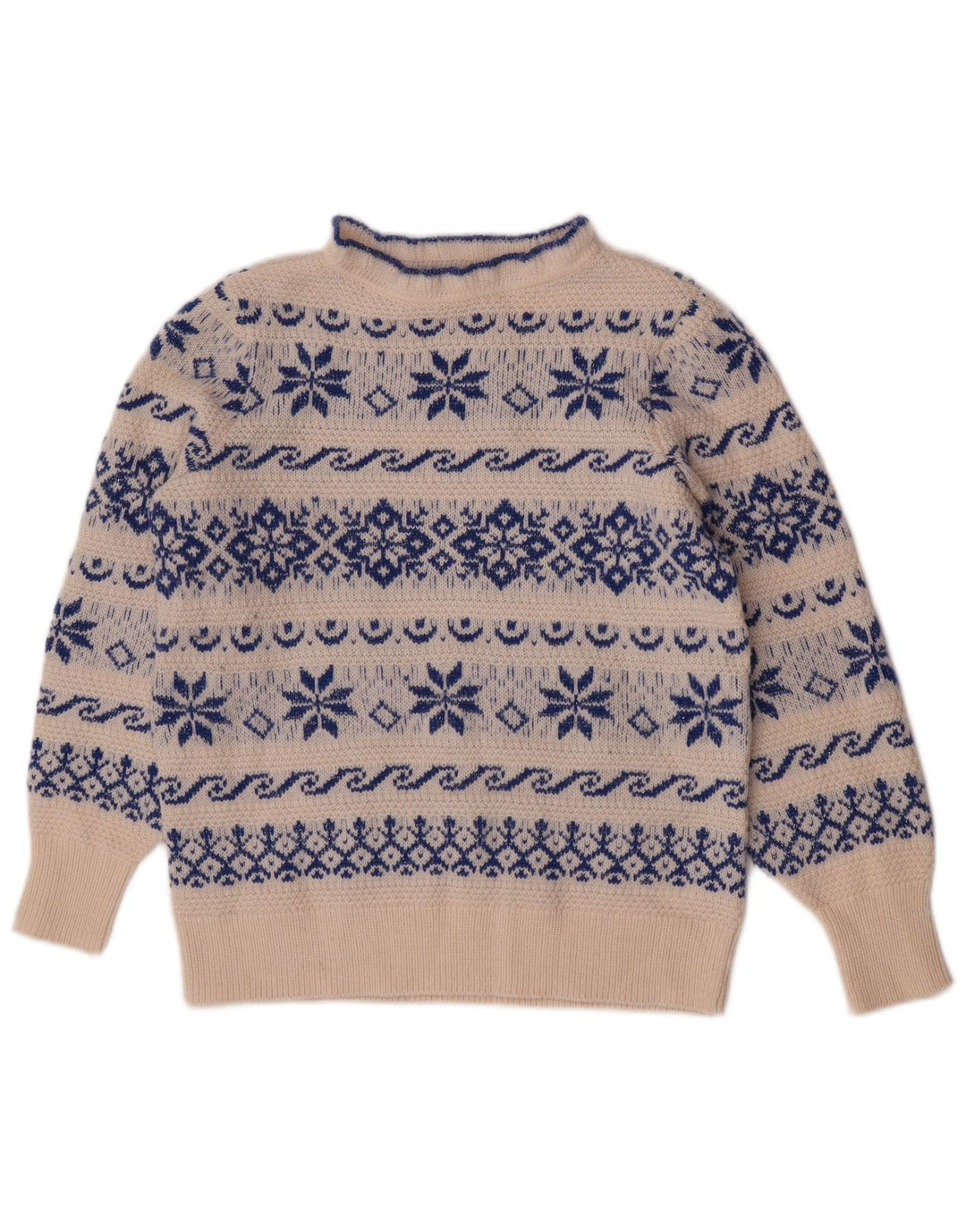 Monsoon Suéter tipo jersey con cuello alto para mujer, UK 40, mediano, color blanco, Fair Isle