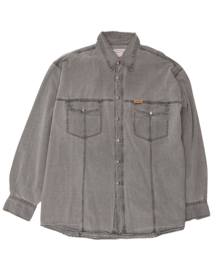 Wrangler Camisa Vaquera Hombre XL Algodón Gris