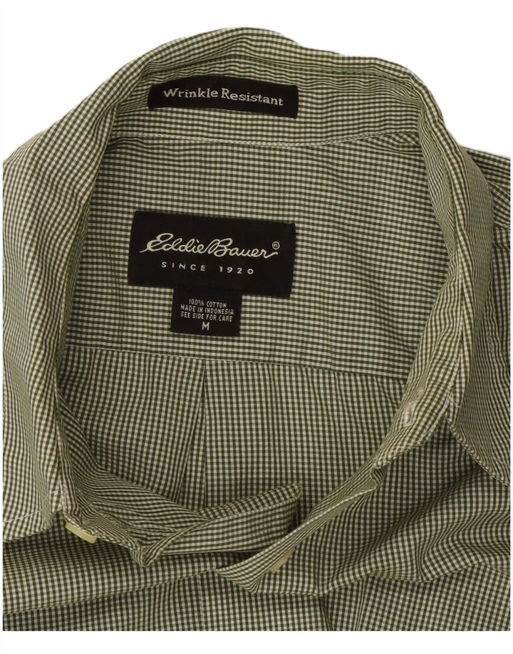 Eddie Bauer - Camisa para hombre, color verde medio, algodón a cuadros, clásica