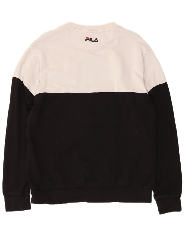 FILA - Sudadera gráfica para mujer, talla 40, tamaño mediano, color negro