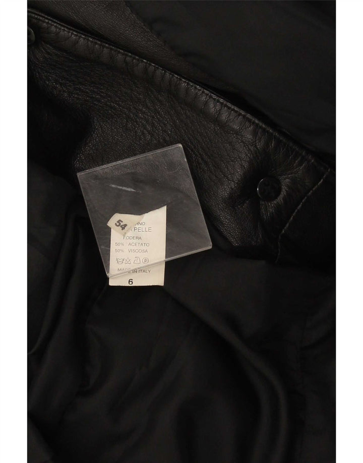 Chaqueta de cuero vintage para hombre IT 54 2XL Negro