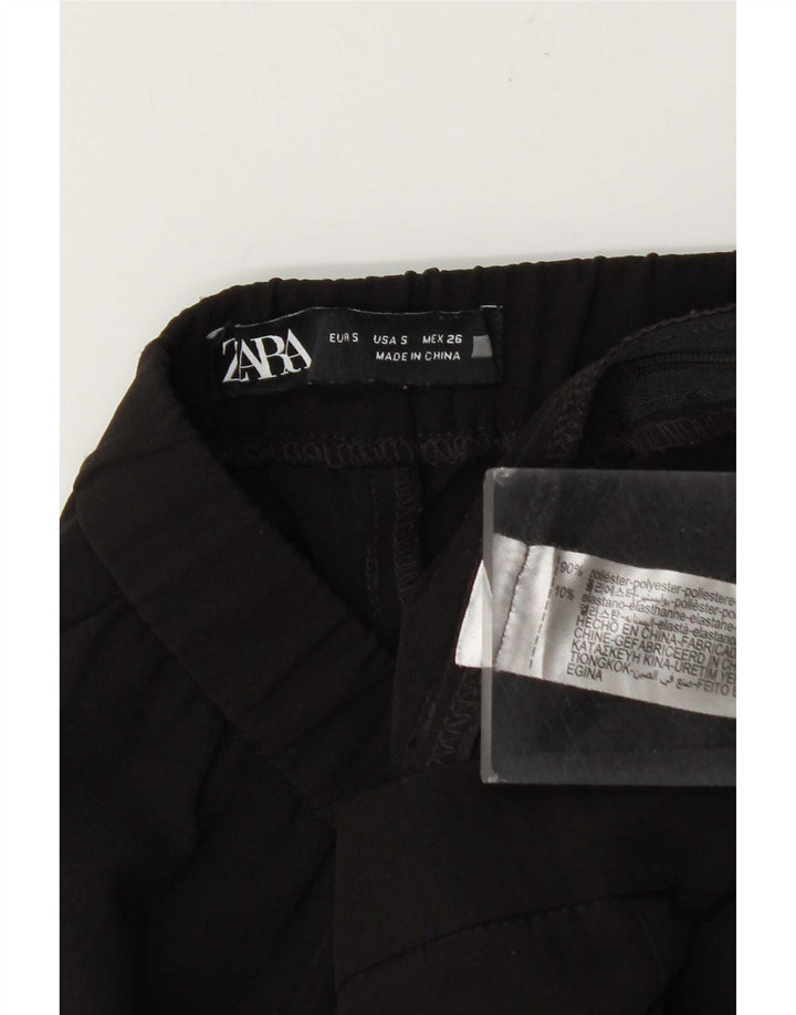 Zara Mujer Pantalón Casual Bootcut Pequeño W26 L26 Poliéster Negro