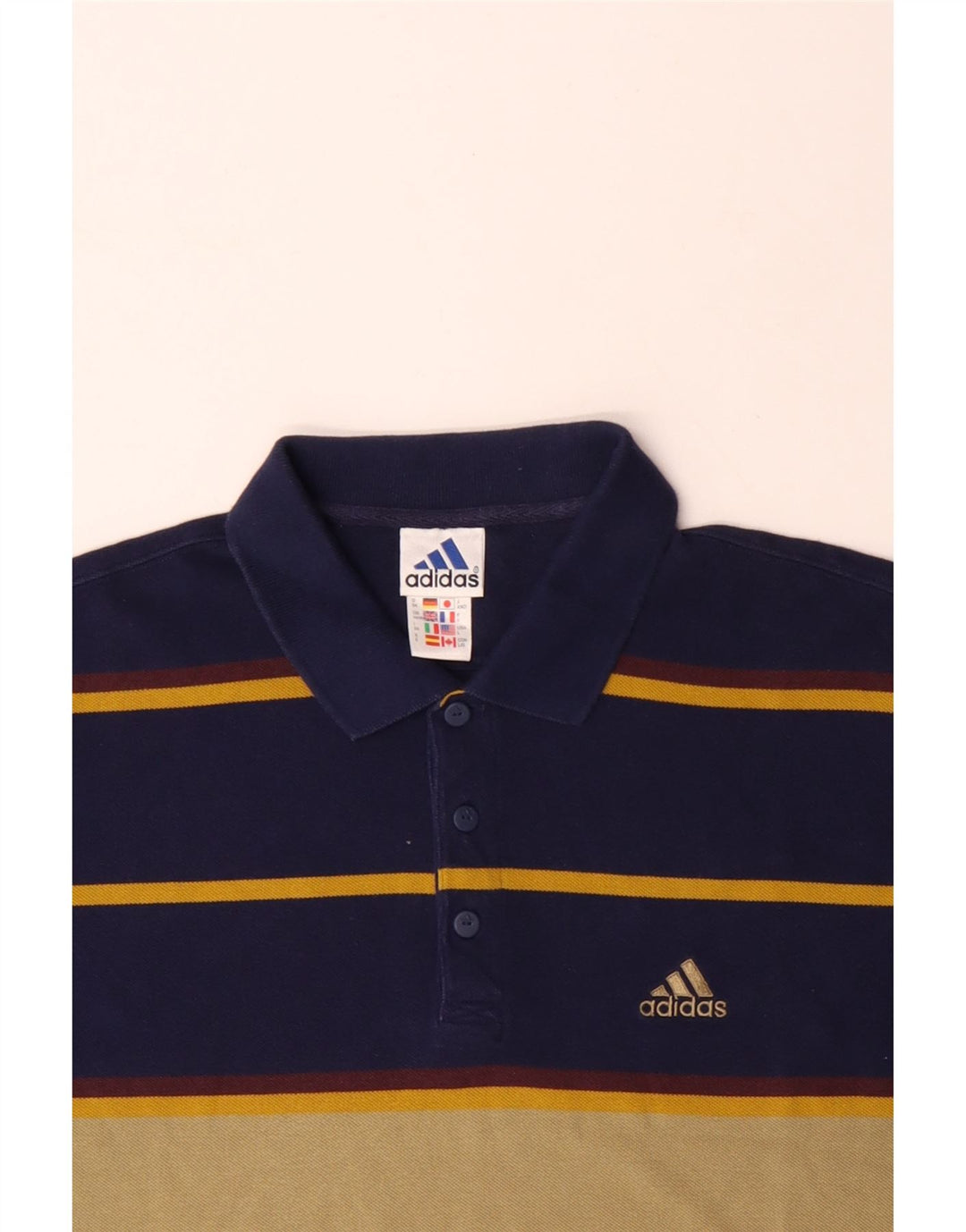 Polo ADIDAS para hombre UK 44/46 Large Azul marino Colorblock Algodón