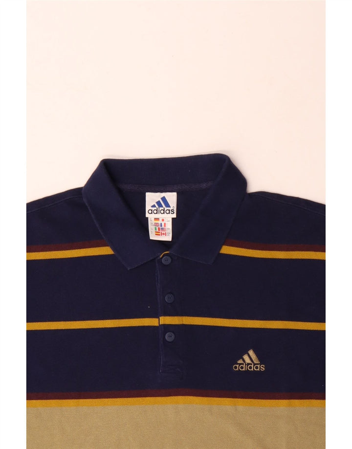 Polo ADIDAS para hombre UK 44/46 Large Azul marino Colorblock Algodón