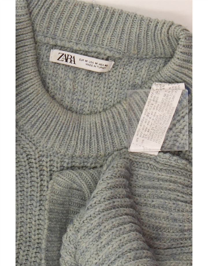 Zara Hombre Jersey Con Cuello Redondo Acrílico Moteado Azul Medio