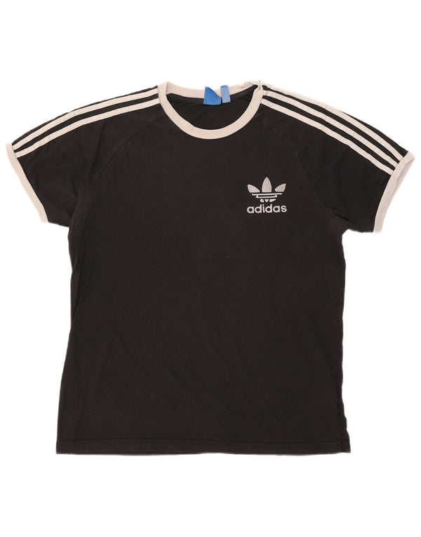 Adidas Hombre Camiseta Top Grande Negro Colorblock Algodón