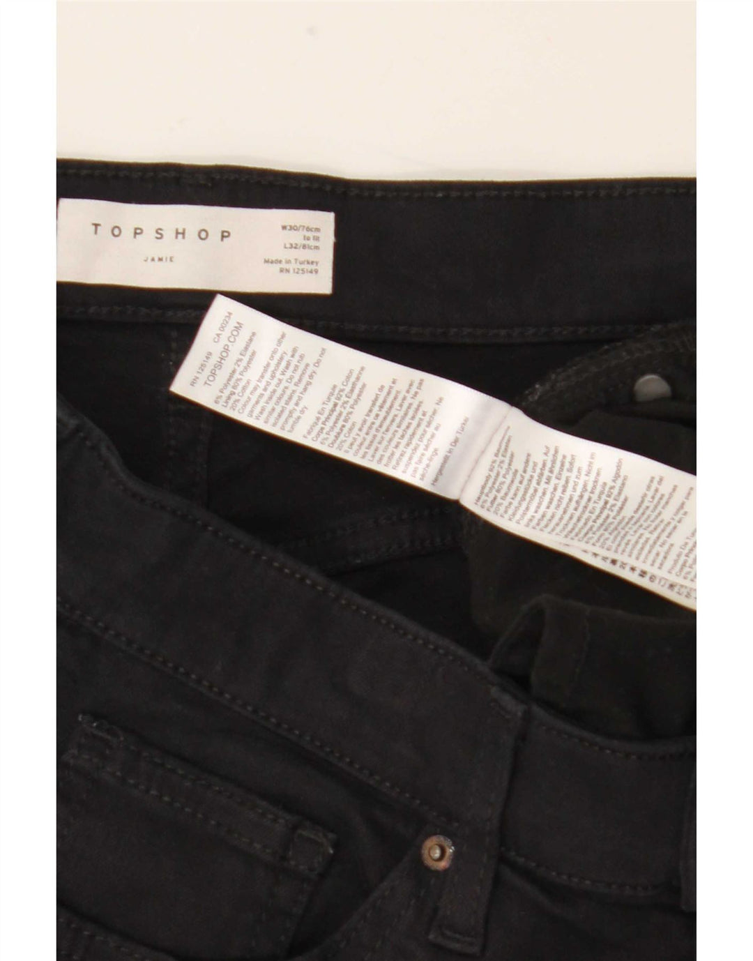 Vaqueros ajustados para mujer Topshop W30 L32 Poliéster negro