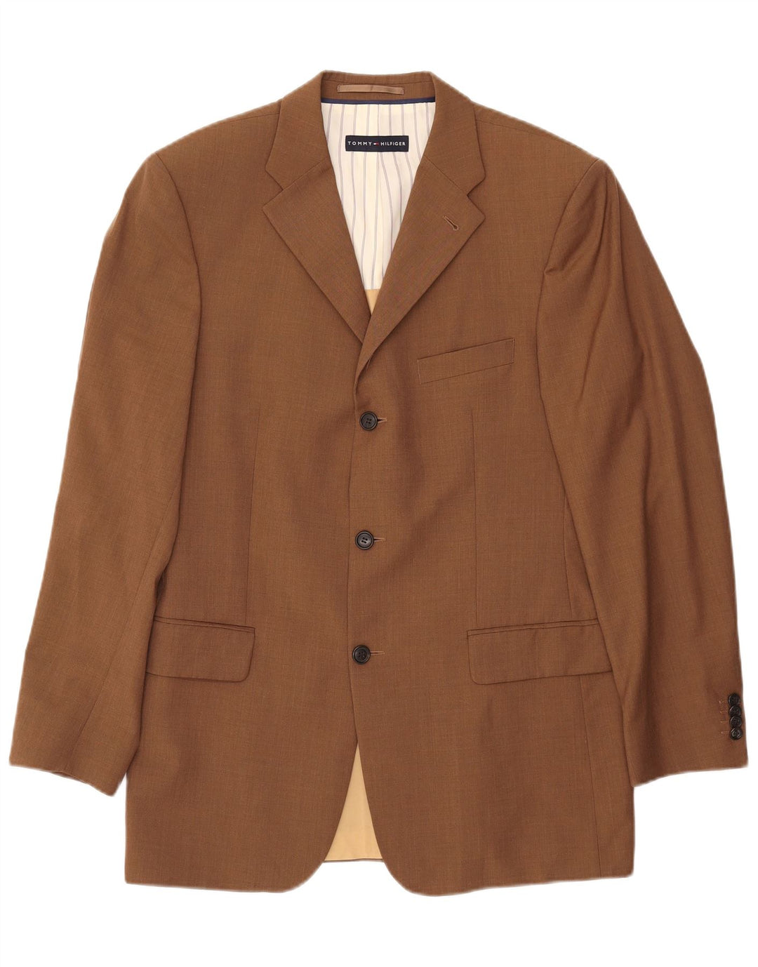 TOMMY HILFIGER Chaqueta tipo blazer de 3 botones para hombre UK 38 Lana marrón medio