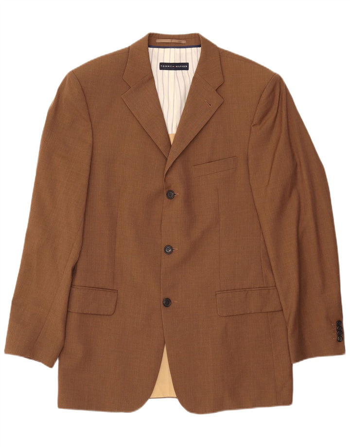 TOMMY HILFIGER Chaqueta tipo blazer de 3 botones para hombre UK 38 Lana marrón medio