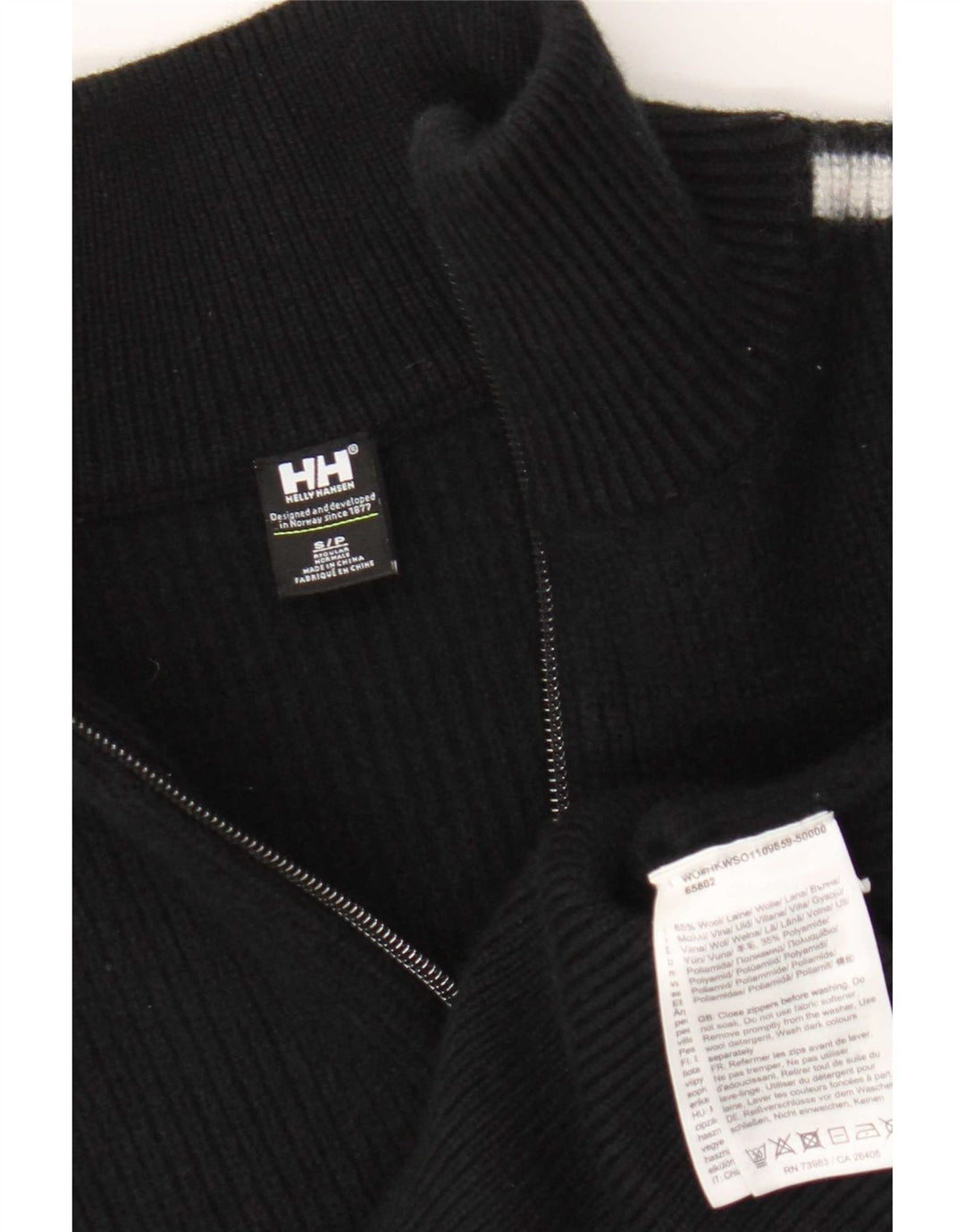 Helly Hansen Suéter tipo jersey con cremallera y cuello para mujer UK 10 Small Black Colourblock