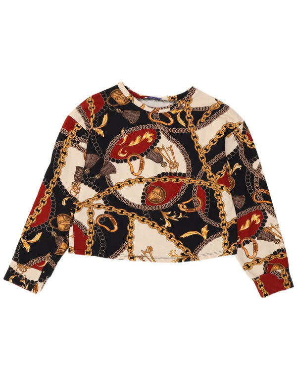 Zara Blusa extragrande con estampado abstracto para mujer, talla S, multicolor