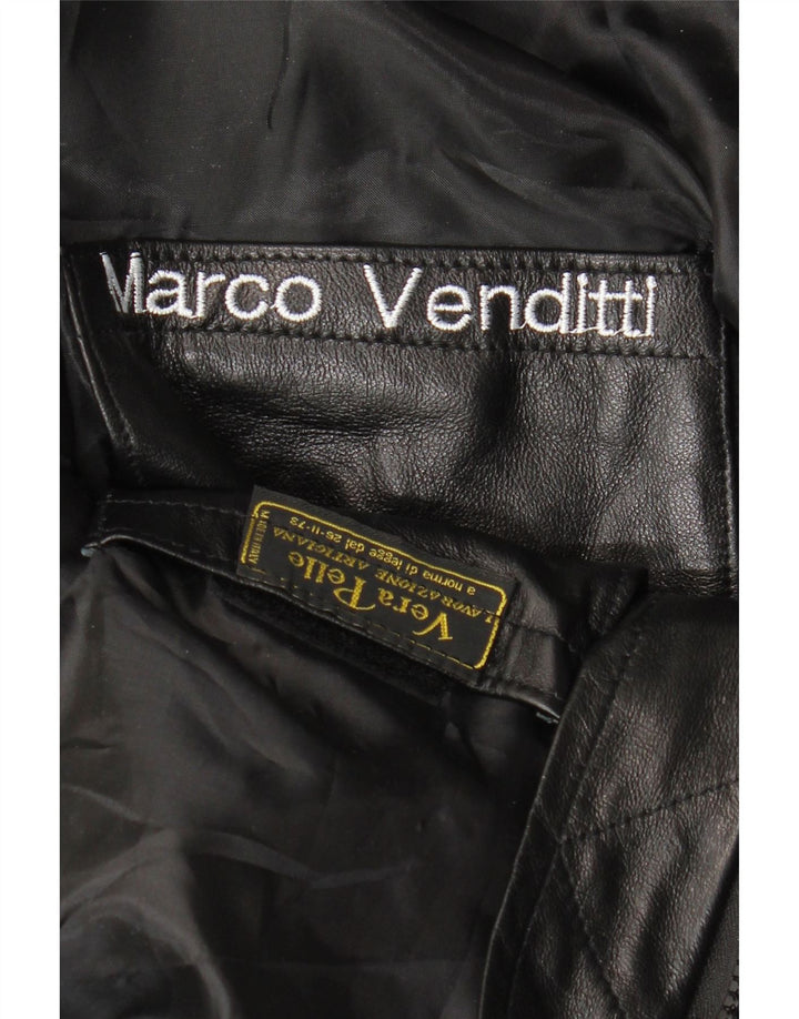 VINTAGE Chaqueta de cuero para hombre Reino Unido 36 Pequeño cuero negro