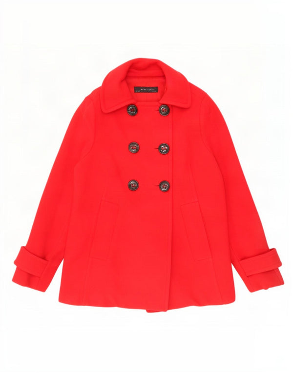 Zara Mujer Chaquetón UK 10 Small Lana Roja