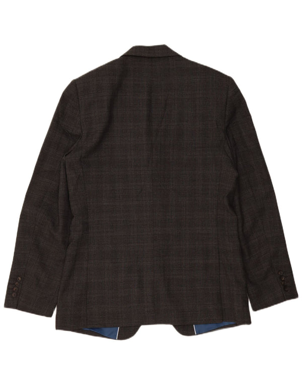 Marks & Spencer Chaqueta tipo blazer de 2 botones para hombre UK 40 Lana a cuadros gris medio
