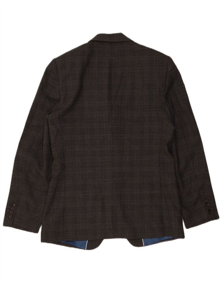 Marks & Spencer Chaqueta tipo blazer de 2 botones para hombre UK 40 Lana a cuadros gris medio