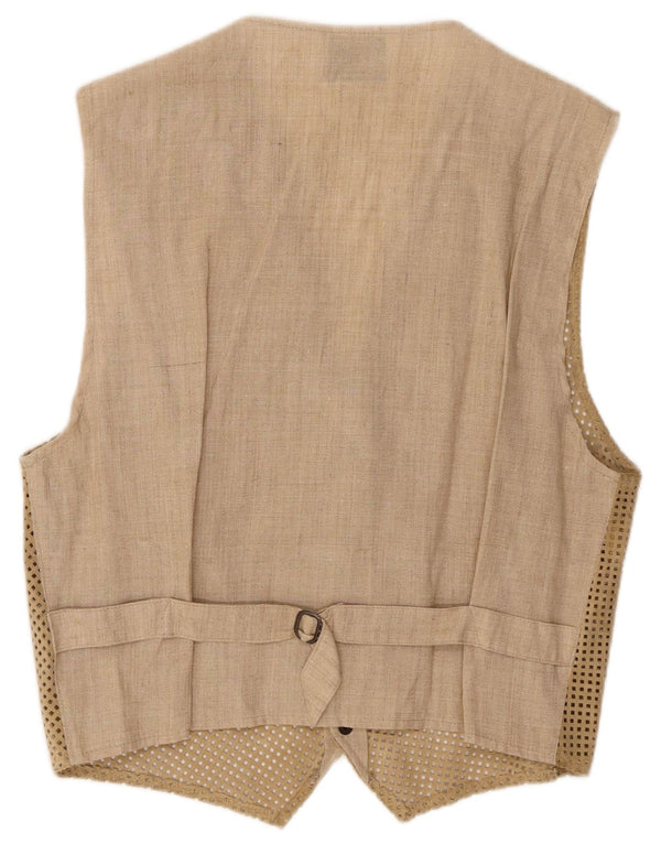Chaleco de ante vintage para hombre IT 46 cuero beige pequeño