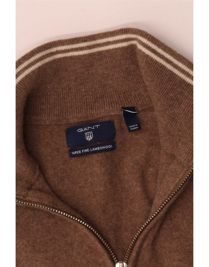 Gant Jersey con cuello y cremallera para niños 14-15 años Lana de cordero marrón
