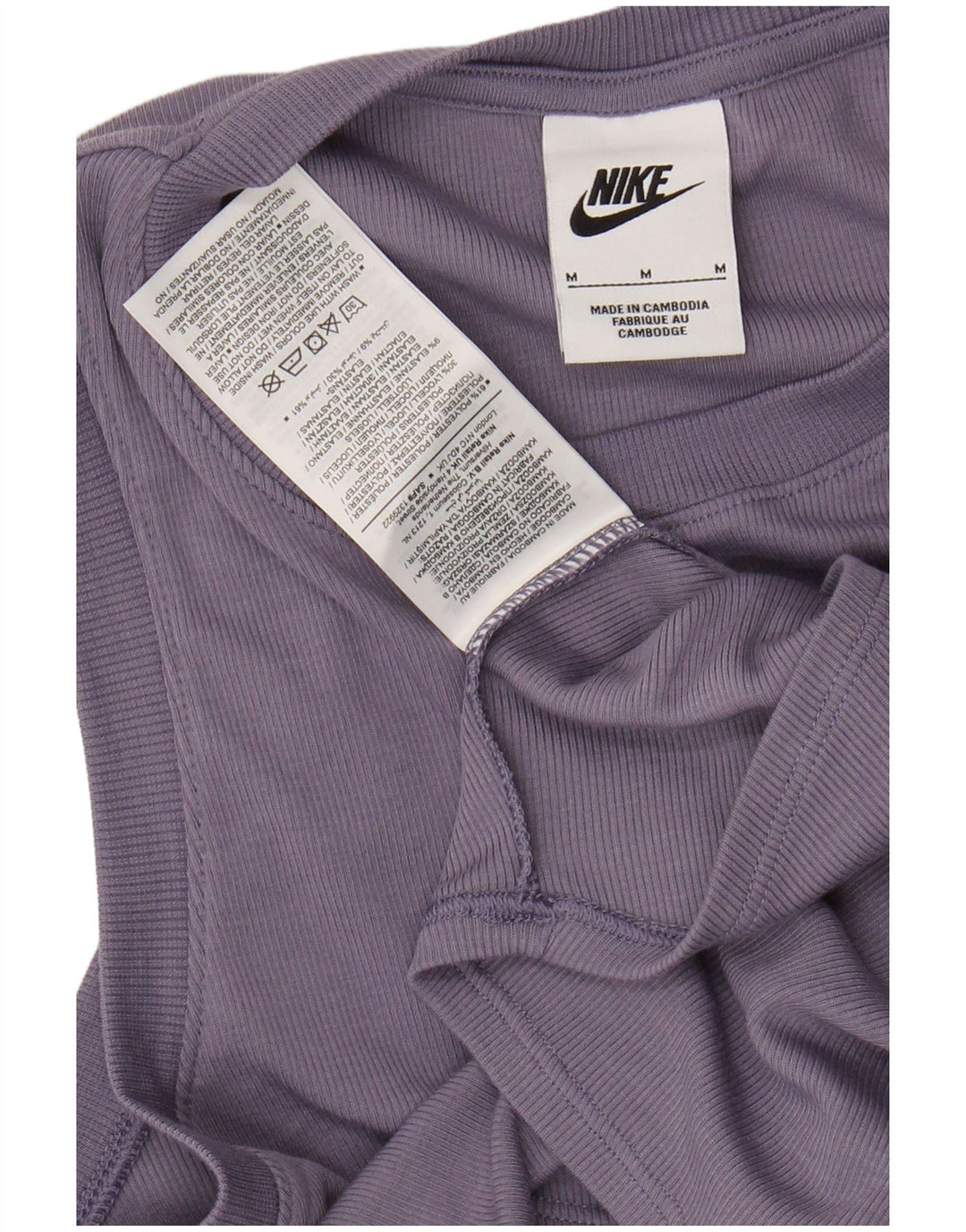 NIKE Top corto para mujer UK 12 Poliéster morado mediano