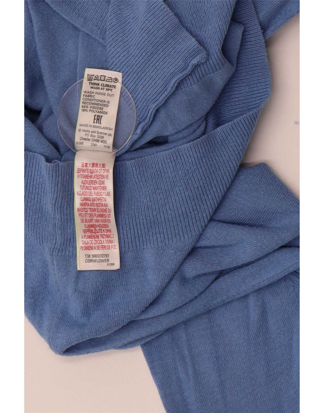 Marks & Spencer Suéter tipo cárdigan corto para mujer UK 10 Small Viscosa azul