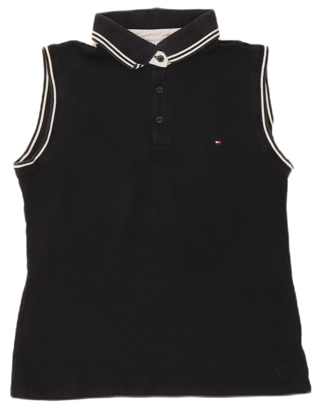 Tommy Hilfiger Polo sin mangas para mujer EU 40 Mediano Negro