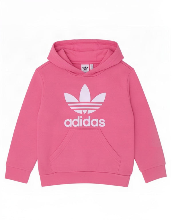 Adidas - Sudadera con capucha para niña, 5-6 años, algodón rosa