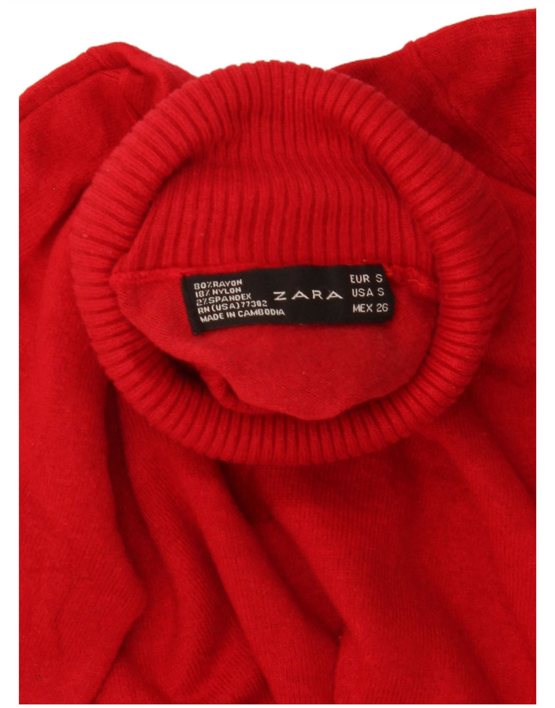 Zara Mujer Roll Neck Jumper Sweater UK 10 Small Rojo