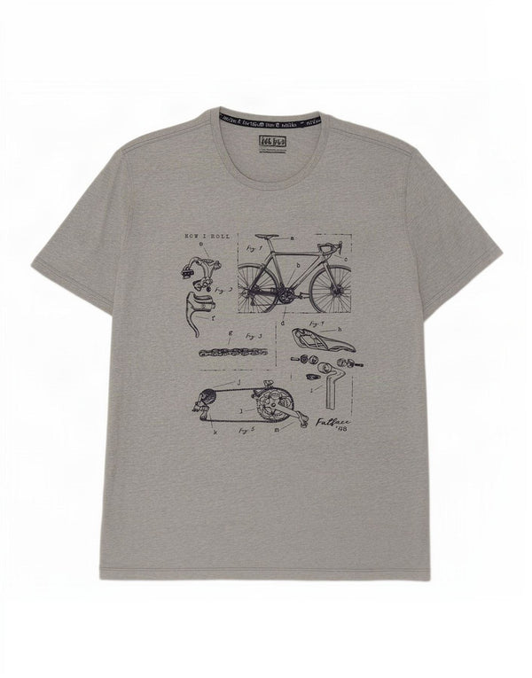 Camiseta gráfica para hombre Fat Face Top 2XL Algodón moteado gris
